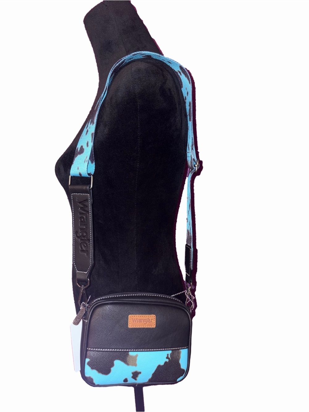 Wrangler Black Turquoise Crossbody Bag NWT Western Mini Messenger Purse Adjus